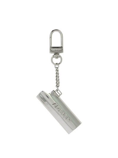 Shop Ambush Logo Engraved Lighter Case Keychain In Silver