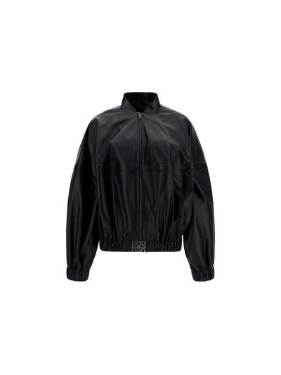 Shop Loewe Bomber Jacket In Black/black