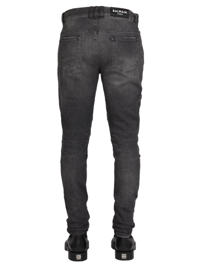 Shop Balmain Denim Jeans In Nero