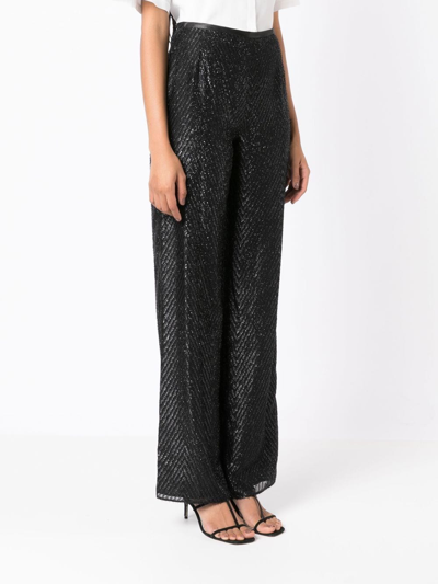 Shop Emporio Armani High-waisted Sequin Trousers In Black