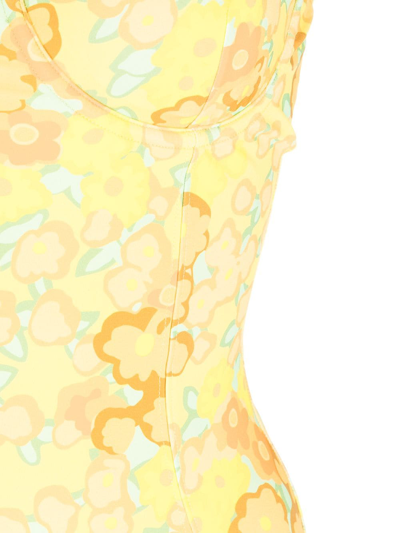 Shop Tory Burch Floral Print Swimsuit In Yellow