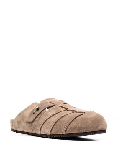 Shop Buttero Woven-panelled Clog Sandals In Brown