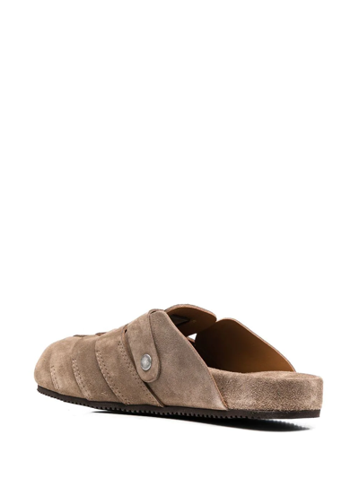 Shop Buttero Woven-panelled Clog Sandals In Brown
