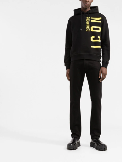 Shop Dsquared2 Icon Logo-print Hoodie In Black