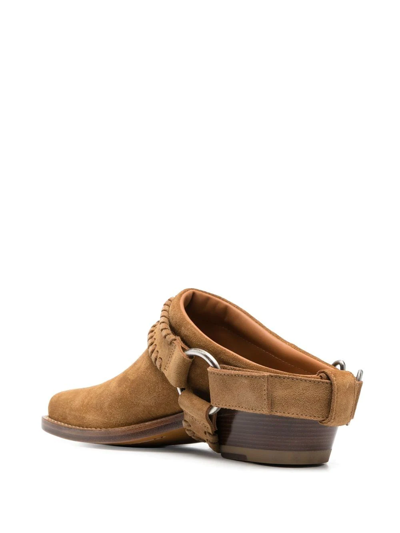 Buttero Square-toe Buckle-strap Mules In Brown