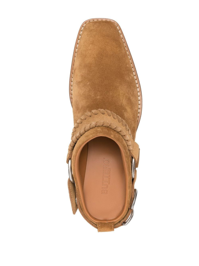 Buttero Square-toe Buckle-strap Mules In Brown