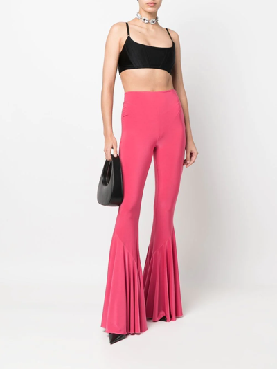 Shop 16arlington Thea Flared High-waist Trousers In Pink