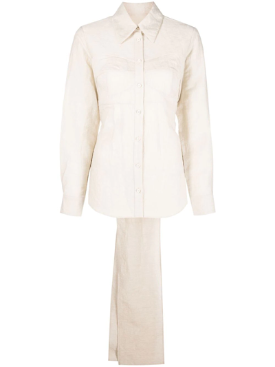 Shop Uma Wang Bow-embellished Long-sleeve Shirt In Neutrals