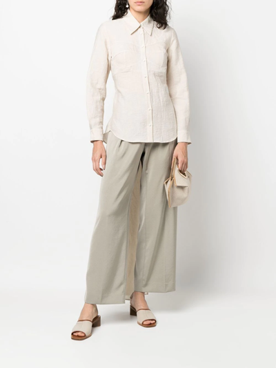 Uma Wang Bow-embellished Long-sleeve Shirt In Neutrals