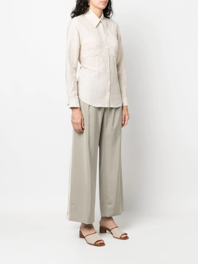 Shop Uma Wang Bow-embellished Long-sleeve Shirt In Neutrals