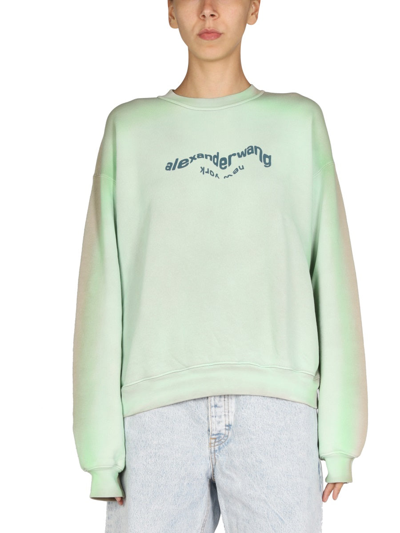 Shop Alexander Wang Fu Dog Print Sweatshirt In Green