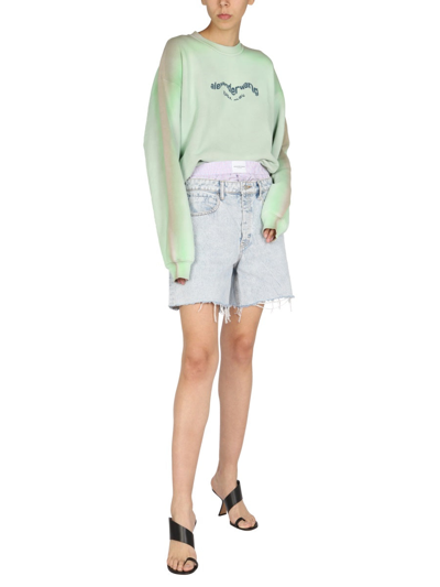 Shop Alexander Wang Fu Dog Print Sweatshirt In Green