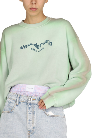 Shop Alexander Wang Fu Dog Print Sweatshirt In Green