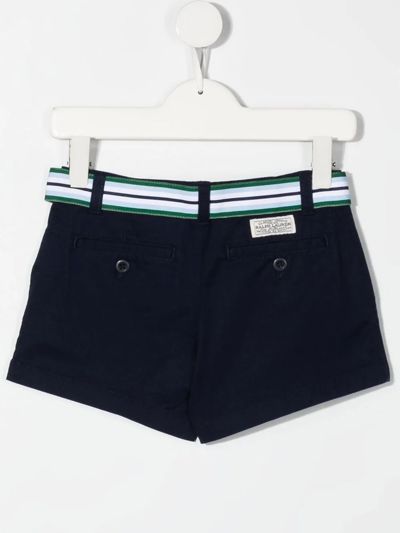 Shop Ralph Lauren Kids Shorts In Navy Blue Stretch Chino With Belt