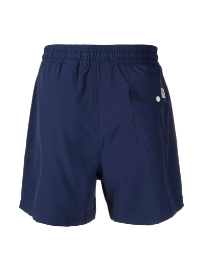 Shop Ralph Lauren Man Navy Blue Traveler Swim Shorts