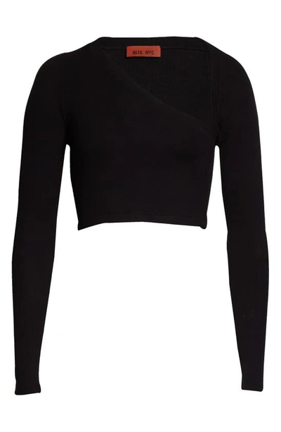 Shop Alix Nyc Stratton Long Sleeve Crop Top In Black