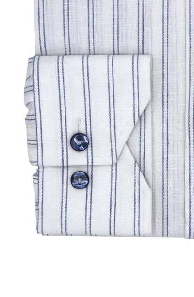 Shop Lorenzo Uomo Trim Fit Double Stripe Dress Shirt In White/ Light Blue