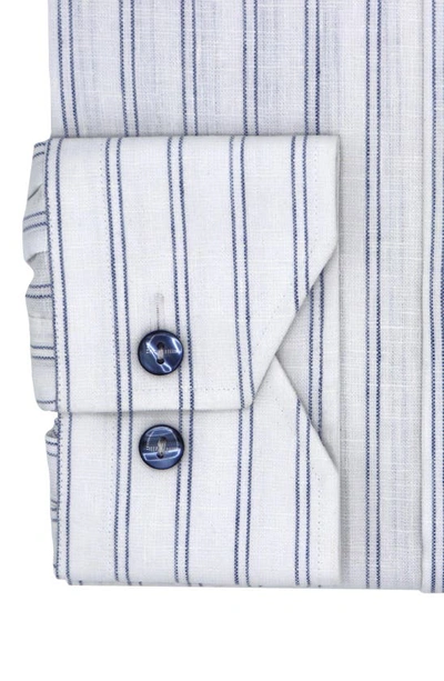 Shop Lorenzo Uomo Trim Fit Double Stripe Dress Shirt In White/ Light Blue