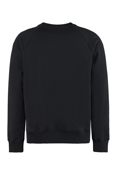 Shop Balmain Logo Detail Cotton Sweatshirt In Nero