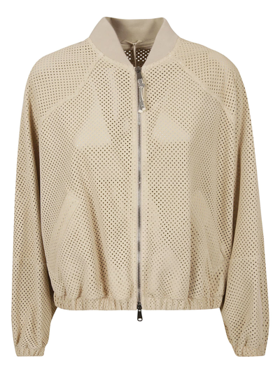 Shop Brunello Cucinelli Perforated Zipped Jacket In White