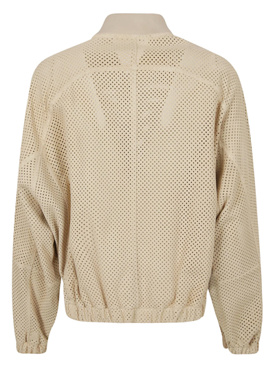 Shop Brunello Cucinelli Perforated Zipped Jacket In White