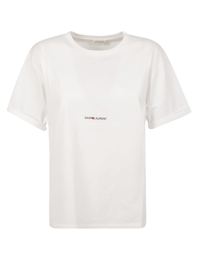 Shop Saint Laurent Centre Logo T-shirt In White