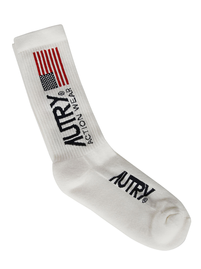Shop Autry Iconic Logo Socks In White