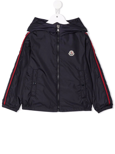 Shop Moncler Kids Navy Blue Hattab Waterproof Jacket