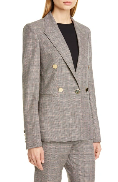 Shop Stella Mccartney Double Breasted Check Wool Blazer In Black