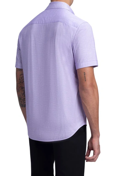 Shop Bugatchi Ooohcotton® Short Sleeve Button-up Shirt In Lilac