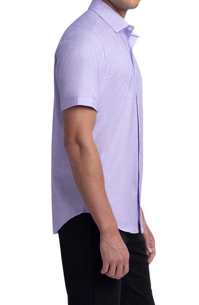 Shop Bugatchi Ooohcotton® Short Sleeve Button-up Shirt In Lilac