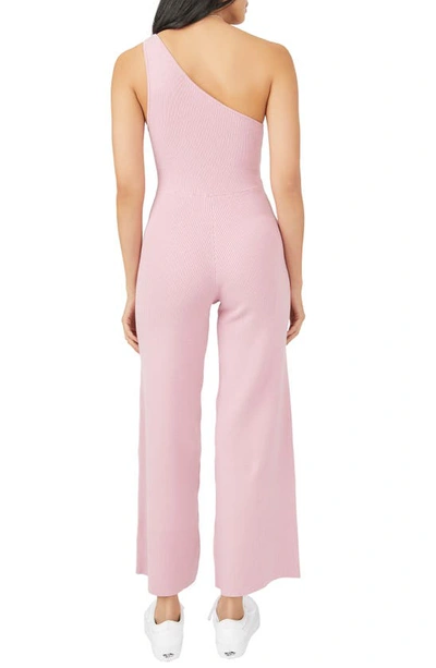 Shop Free People Free-est Waverly One-shoulder Rib Jumpsuit In Lilac Wine