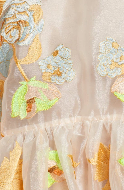 Shop Asos Design Floral Embroidered Long Sleeve Minidress In Light Pink