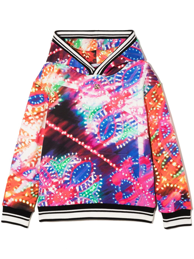 Dolce & Gabbana Logo-plaque Illumination-print Hoodie In Blue