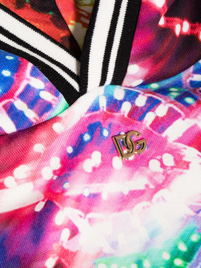 Dolce & Gabbana Logo-plaque Illumination-print Hoodie In Blue
