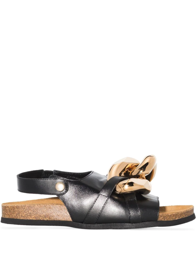 Shop Jw Anderson Chain Flat Sandals In Schwarz