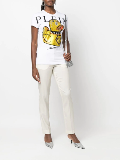 Shop Philipp Plein Duck Round-neck T-shirt In White