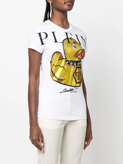 Shop Philipp Plein Duck Round-neck T-shirt In White