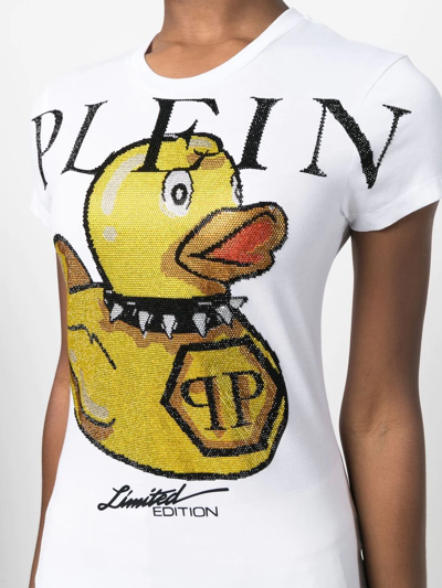 Shop Philipp Plein Duck Round-neck T-shirt In White