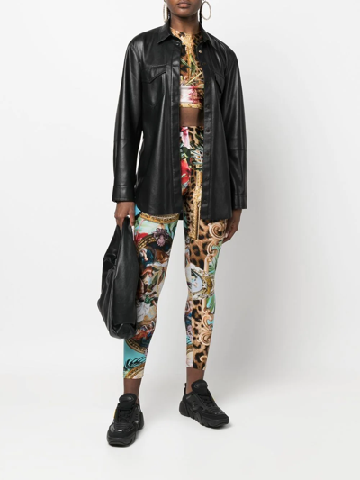 Philipp Plein Baroque-flower Crop Top In Brown