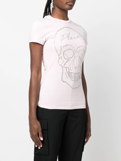 Shop Philipp Plein Crystal Skull T-shirt In Pink