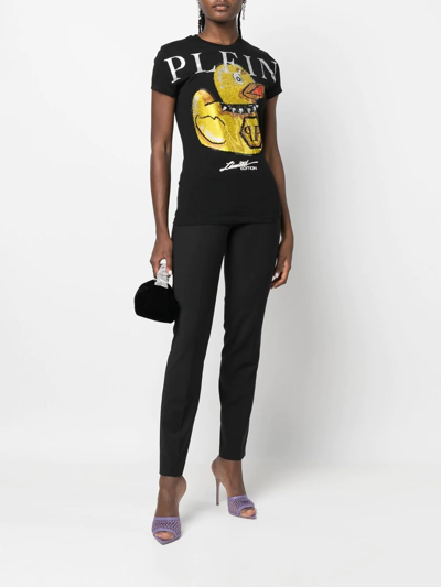 Philipp Plein Tapered Wool-blend Trousers In Black