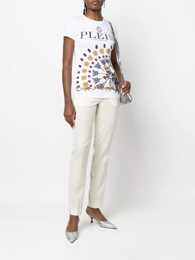 Philipp Plein Stretch-wool Straight-trousers In White