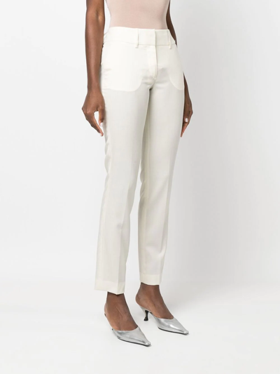 Shop Philipp Plein Stretch-wool Straight-trousers In White