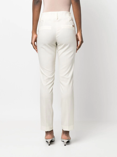 Shop Philipp Plein Stretch-wool Straight-trousers In White
