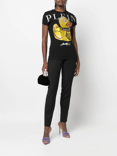 Shop Philipp Plein Duck Stones Round-neck T-shirt In Black