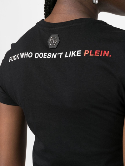 Shop Philipp Plein Logo-print Cotton T-shirt In Black