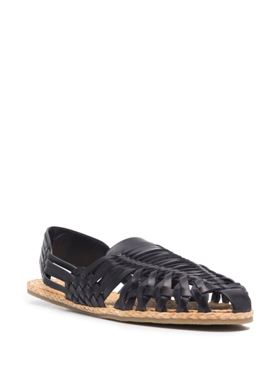 Shop Saint Laurent Interwoven-design Espadrilles In Black