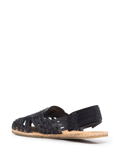 Shop Saint Laurent Interwoven-design Espadrilles In Black