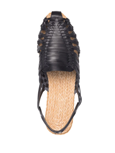 Shop Saint Laurent Interwoven-design Espadrilles In Black